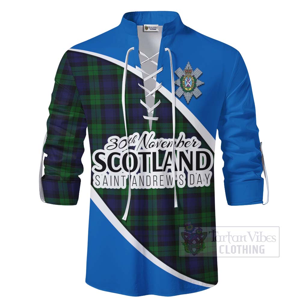 Tartan Vibes Clothing Black Watch Family Crest Tartan Ghillie Kilt Shirt Celebrate Saint Andrew's Day in Style