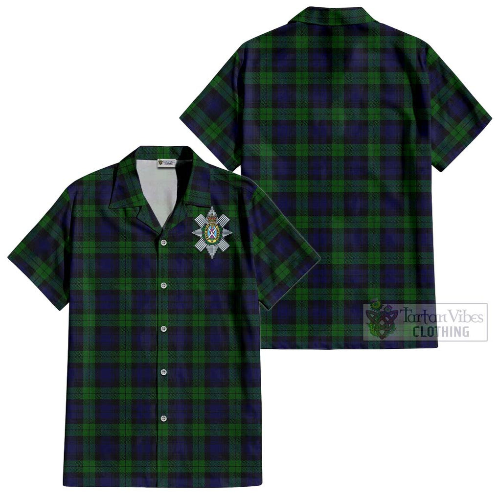 Black Watch Tartan Cotton Hawaiian Shirt with Family Crest Kid - Tartan Vibes Clothing