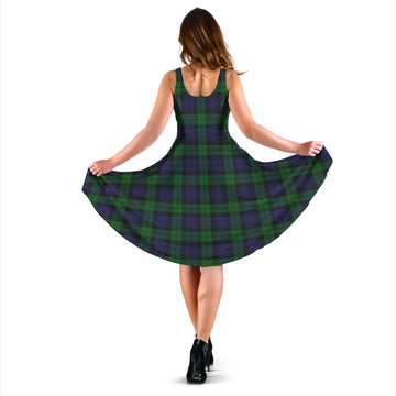 Black Watch Tartan Sleeveless Midi Womens Dress