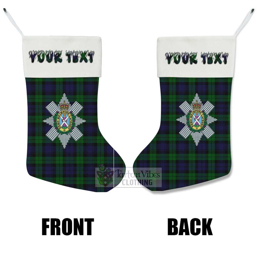 Tartan Vibes Clothing Black Watch Tartan Family Crest Christmas Stocking with Personalized Text