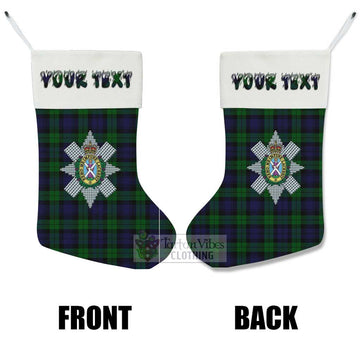 Black Watch Tartan Family Crest Christmas Stocking with Personalized Text