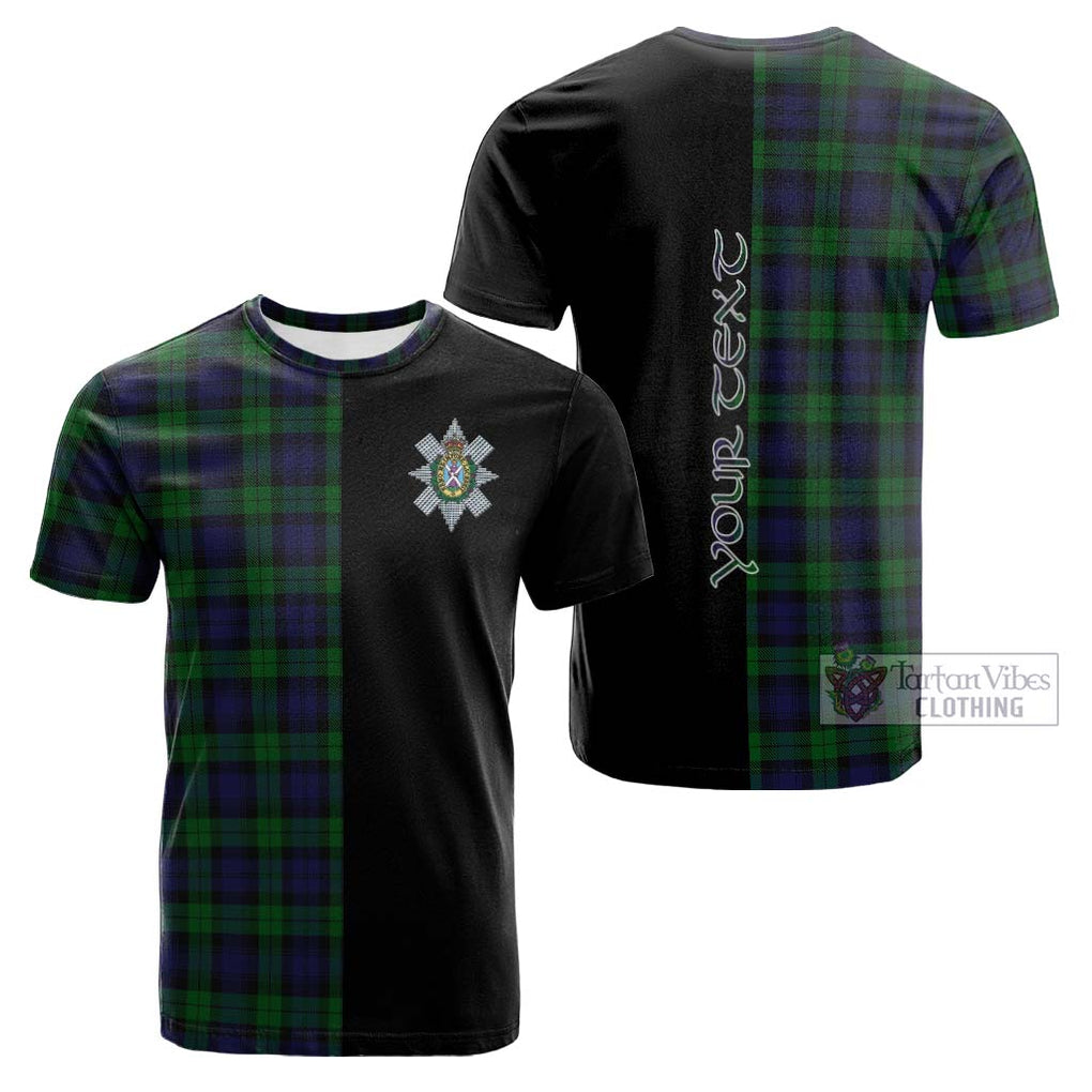 Tartan Vibes Clothing Black Watch Tartan Cotton T-shirt with Family Crest and Half Of Me Style