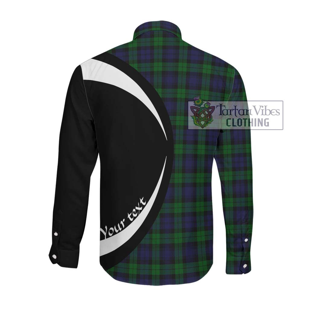 Black Watch Tartan Long Sleeve Button Up with Family Crest Circle Style Men's Shirt - Tartan Vibes Clothing