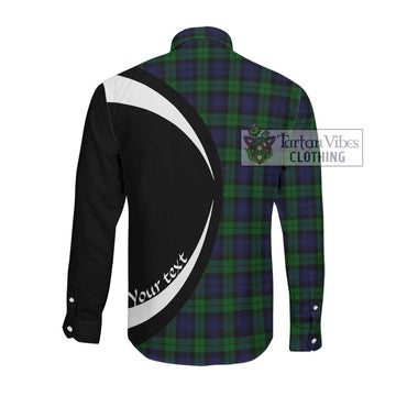 Black Watch Tartan Long Sleeve Button Up with Family Crest Circle Style