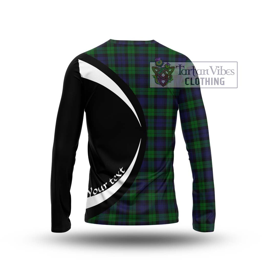 Black Watch Tartan Long Sleeve T-Shirt with Family Crest Circle Style - Tartan Vibes Clothing