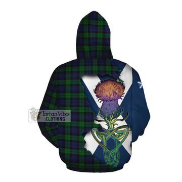 Black Watch Tartan Family Crest Cotton Hoodie Scottish Thistle Celtic Inspired Pullover Hoodie - Tartan Vibes Clothing