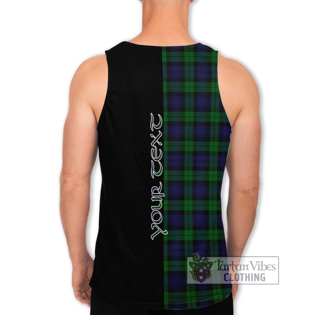 Black Watch Tartan Men's Tank Top with Family Crest and Half Of Me Style - Tartanvibesclothing Shop