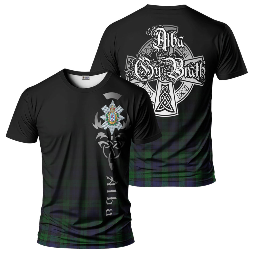 Tartan Vibes Clothing Black Watch Tartan T-Shirt Featuring Alba Gu Brath Family Crest Celtic Inspired