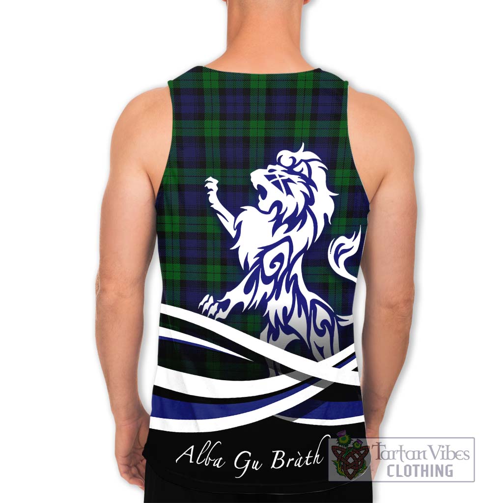 Tartan Vibes Clothing Black Watch Tartan Men's Tank Top with Alba Gu Brath Regal Lion Emblem