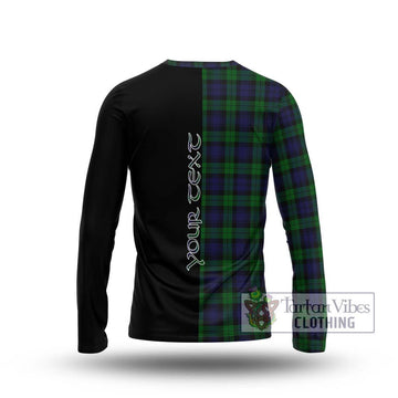 Black Watch Tartan Long Sleeve T-Shirt with Family Crest and Half Of Me Style