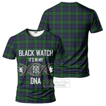 Black Watch Tartan T-Shirt with Family Crest DNA In Me Style