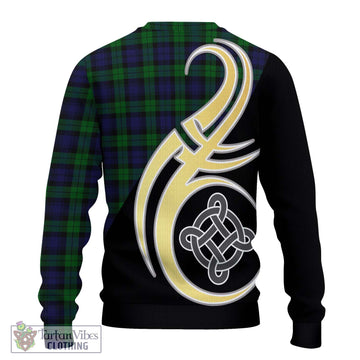 Black Watch Tartan Ugly Sweater with Family Crest and Celtic Symbol Style