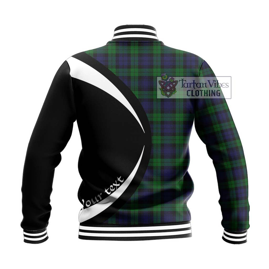 Black Watch Tartan Baseball Jacket with Family Crest Circle Style - Tartan Vibes Clothing