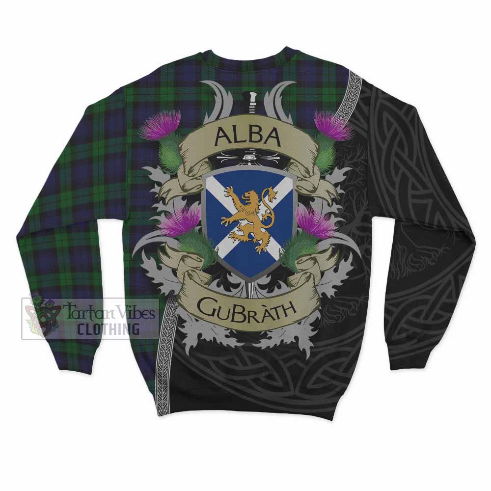 Black Watch Tartan Family Crest Sweatshirt Lion Rampant Royal Thistle Shield Celtic Inspired - Tartan Vibes Clothing