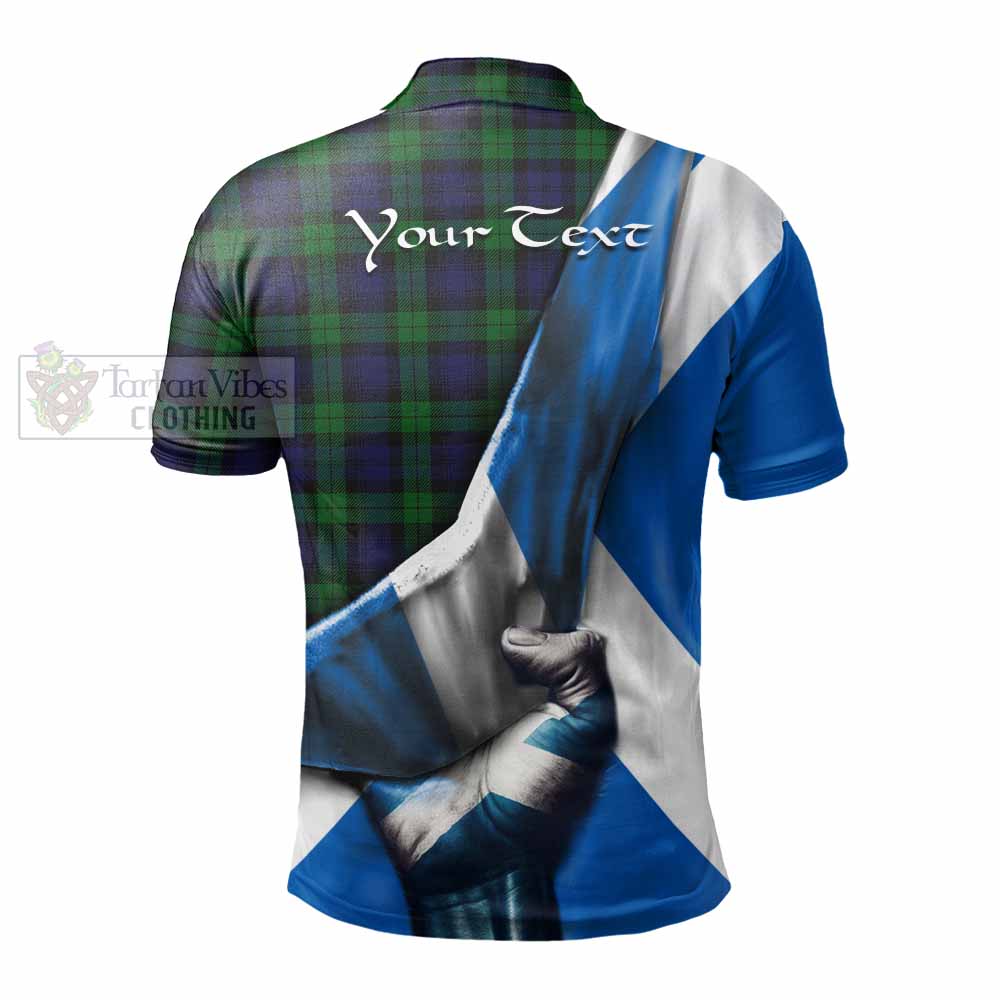 Tartan Vibes Clothing Black Watch Tartan Polo Shirt with Family Crest Scotland Patriotic Style