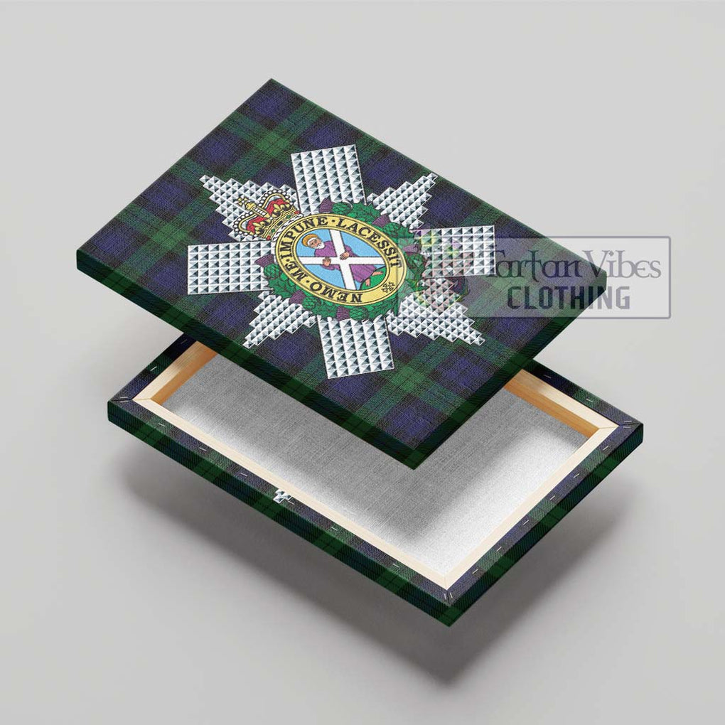 Black Watch Tartan Canvas Print Wall Art with Family Crest - Tartan Vibes Clothing