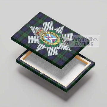 Black Watch Tartan Canvas Print Wall Art with Family Crest