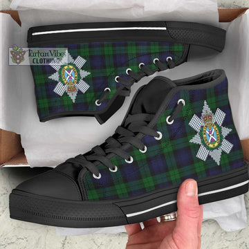 Black Watch Tartan High Top Shoes with Family Crest