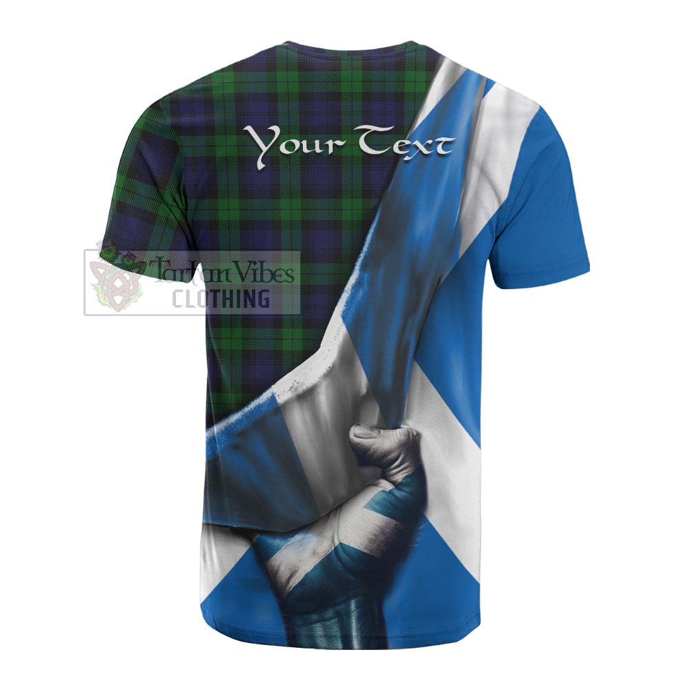 Tartan Vibes Clothing Black Watch Tartan Cotton T-shirt with Family Crest Scotland Patriotic Style