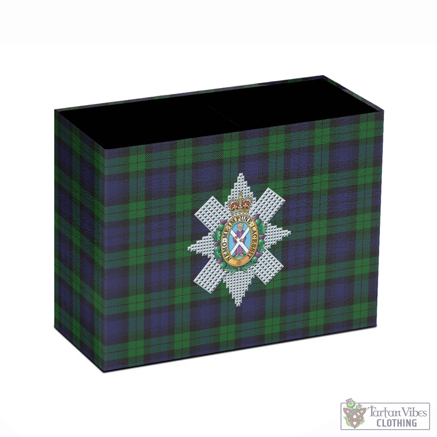 Tartan Vibes Clothing Black Watch Tartan Pen Holder with Family Crest