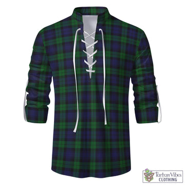 Black Watch Tartan Men's Scottish Traditional Jacobite Ghillie Kilt Shirt