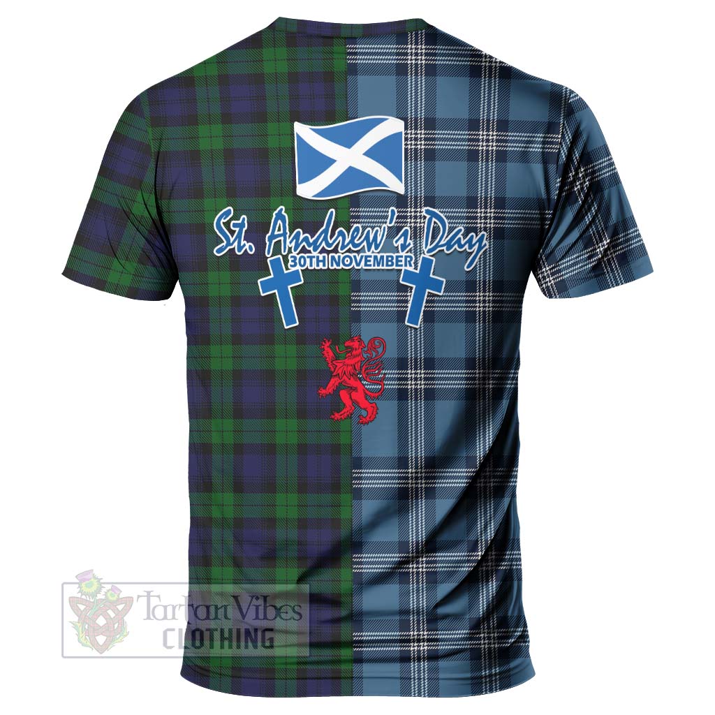 Tartan Vibes Clothing Black Watch Tartan T-Shirt Happy St. Andrew's Day Half Tartan Style