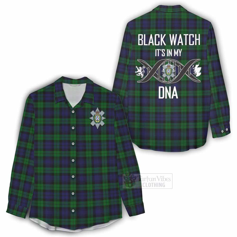 Tartan Vibes Clothing Black Watch Tartan Women's Casual Shirt with Family Crest DNA In Me Style