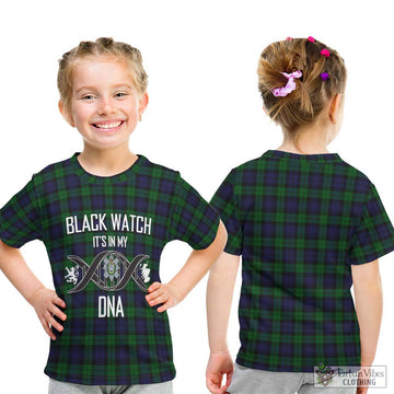 Black Watch Tartan Kid T-Shirt with Family Crest DNA In Me Style