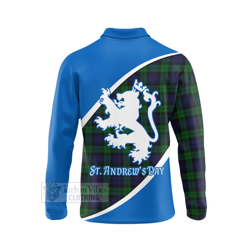 Tartan Vibes Clothing Black Watch Family Crest Tartan Long Sleeve Polo Shirt Celebrate Saint Andrew's Day in Style