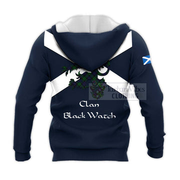 Black Watch Tartan Lion Rampant Knitted Hoodie Proudly Display Your Heritage with Alba Gu Brath and Clan Name