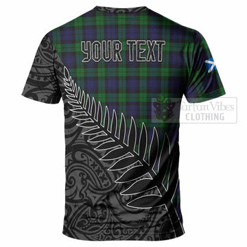 Black Watch Crest Tartan T-Shirt with New Zealand Silver Fern Half Style