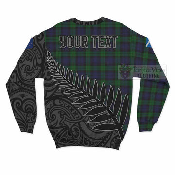 Black Watch Crest Tartan Sweatshirt with New Zealand Silver Fern Half Style