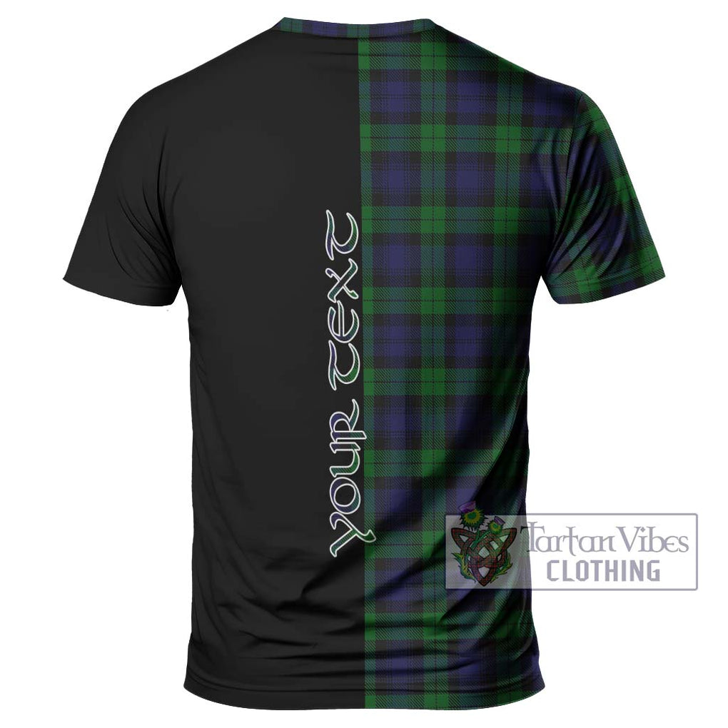 Black Watch Tartan T-Shirt with Family Crest and Half Of Me Style - Tartanvibesclothing Shop