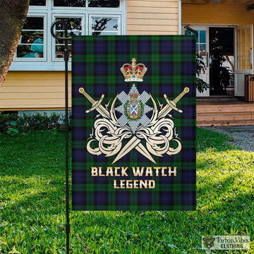 Black Watch Tartan Flag with Clan Crest and the Golden Sword of Courageous Legacy