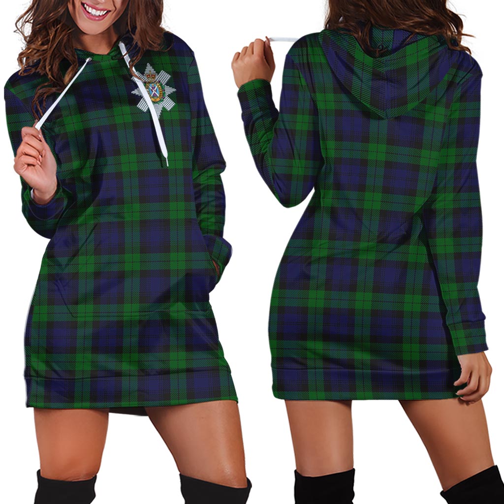 Black Watch Tartan Hoodie Dress with Family Crest - Tartan Vibes Clothing