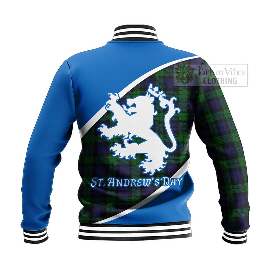 Tartan Vibes Clothing Black Watch Family Crest Tartan Baseball Jacket Celebrate Saint Andrew's Day in Style