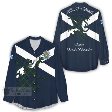 Black Watch Tartan Lion Rampant Women's Casual Shirt Proudly Display Your Heritage with Alba Gu Brath and Clan Name