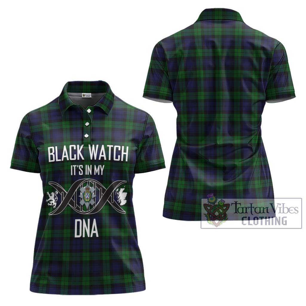 Black Watch Tartan Women's Polo Shirt with Family Crest DNA In Me Style - Tartanvibesclothing Shop