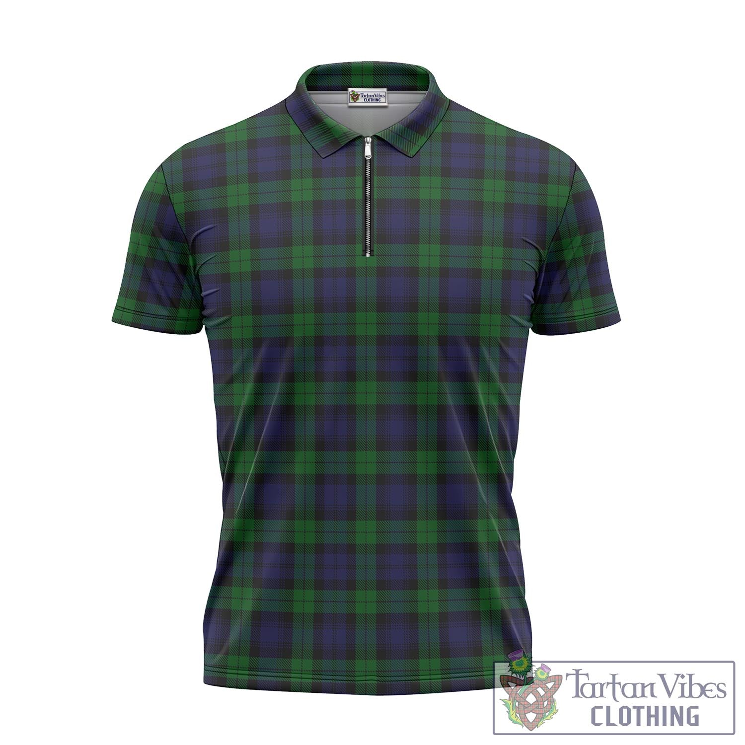 Tartan Vibes Clothing Black Watch Tartan Zipper Polo Shirt