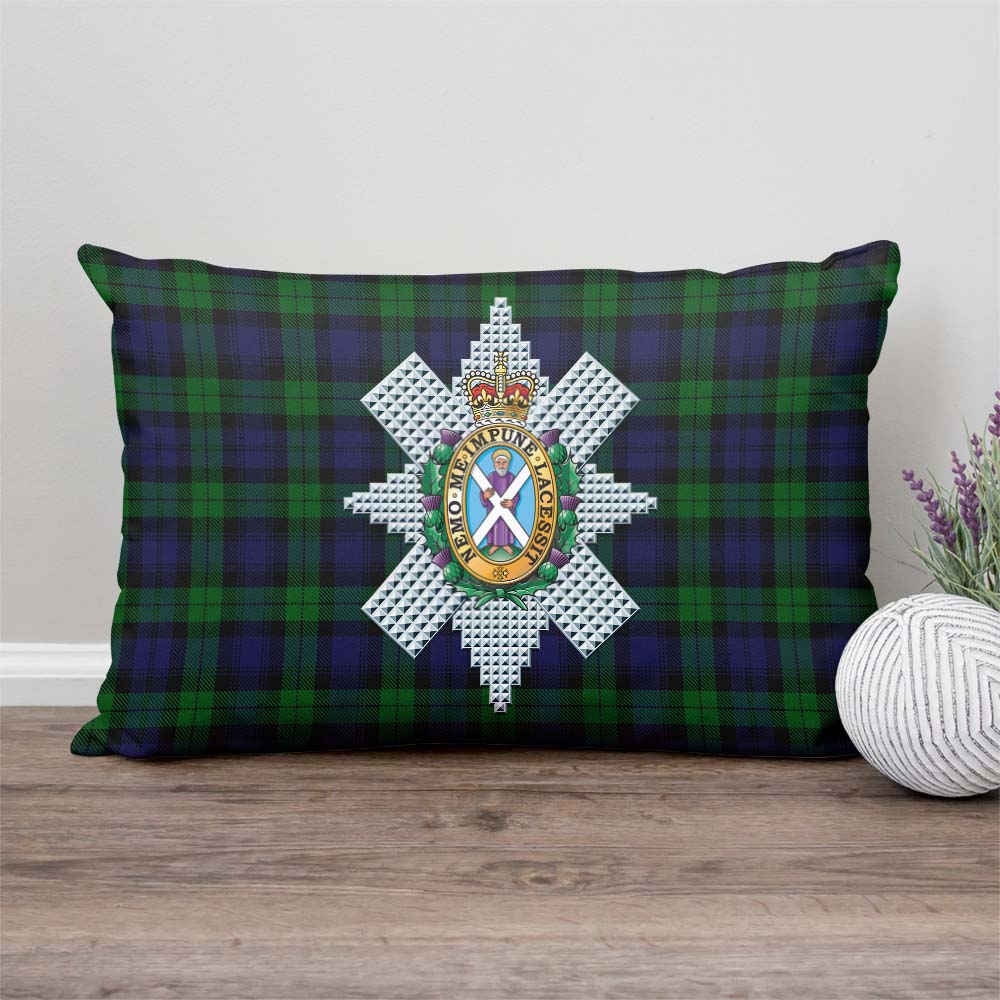 Black Watch Tartan Pillow Cover with Family Crest Rectangle Pillow Cover - Tartanvibesclothing