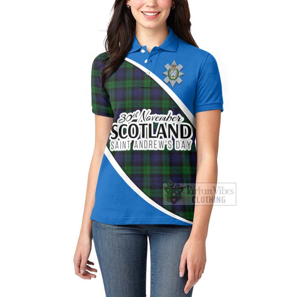 Tartan Vibes Clothing Black Watch Family Crest Tartan Women's Polo Shirt Celebrate Saint Andrew's Day in Style