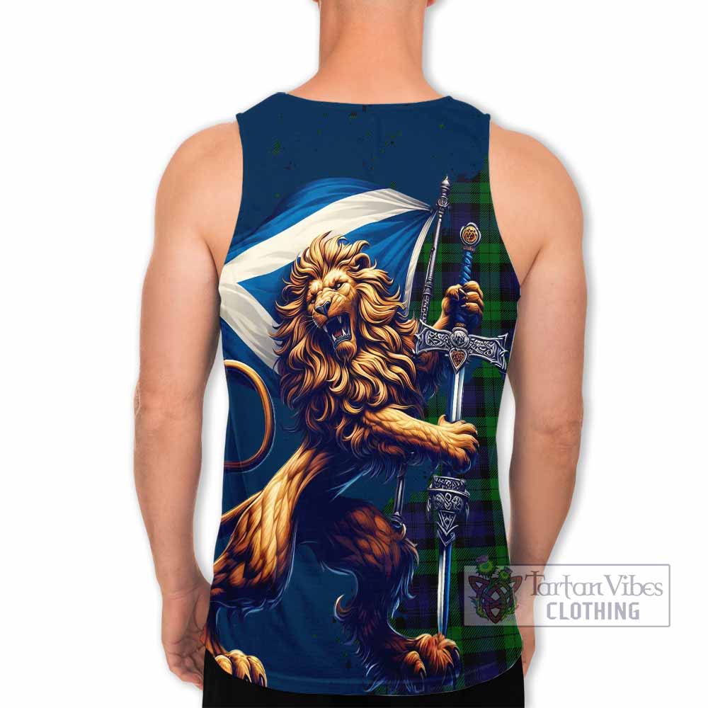 Tartan Vibes Clothing Black Watch Tartan Family Crest Men's Tank Top with Scottish Majestic Lion