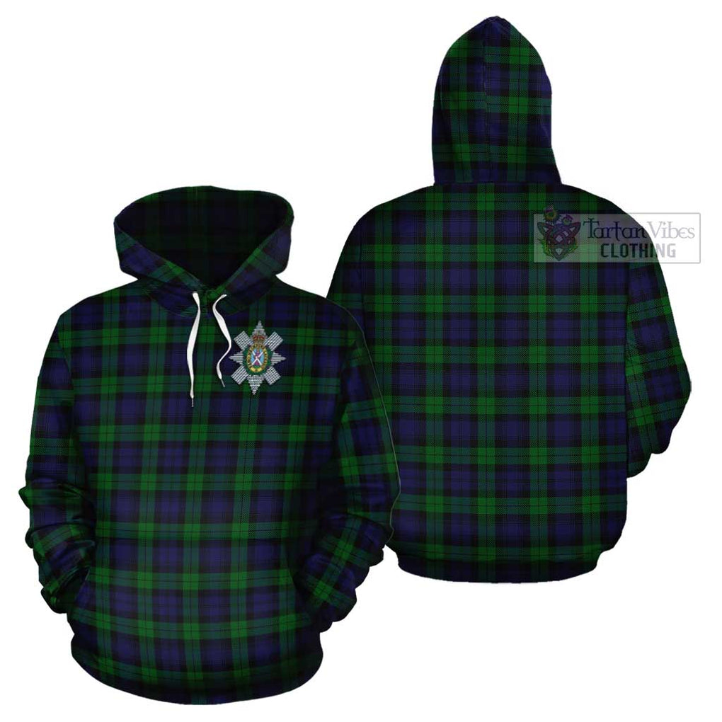 Black Watch Tartan Cotton Hoodie with Family Crest Pullover Hoodie - Tartan Vibes Clothing