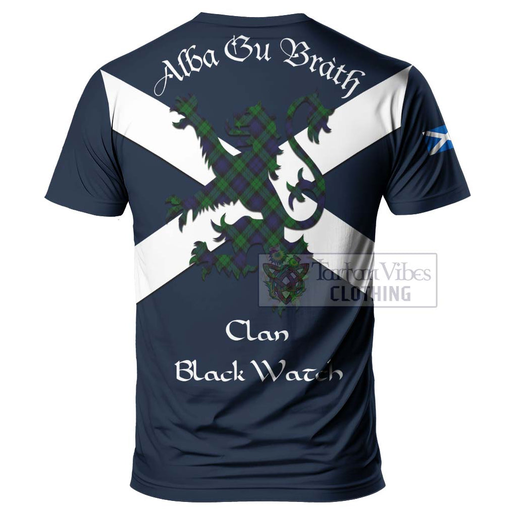 Tartan Vibes Clothing Black Watch Tartan Lion Rampant T-Shirt – Proudly Display Your Heritage with Alba Gu Brath and Clan Name