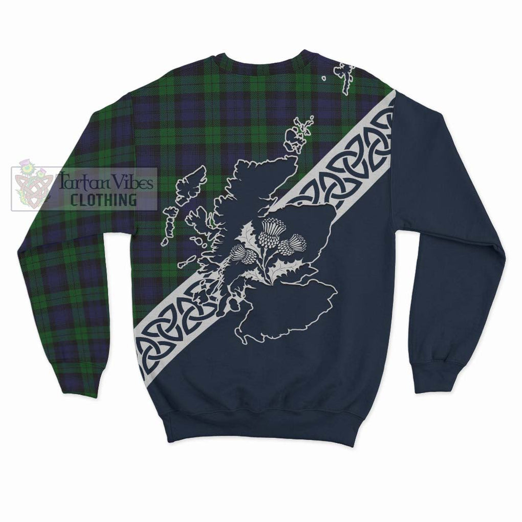 Tartan Vibes Clothing Black Watch Tartan Sweatshirt Featuring Thistle and Scotland Map