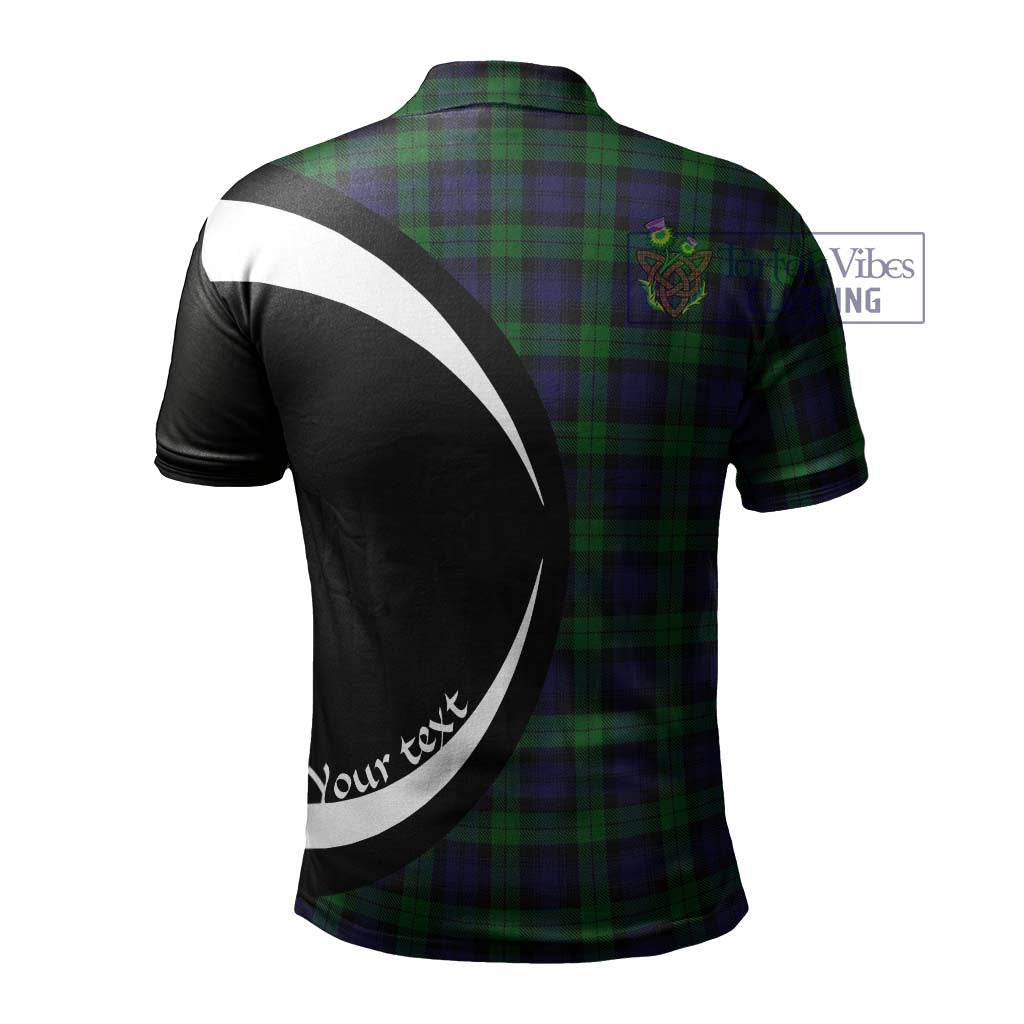 Tartan Vibes Clothing Black Watch Tartan Men's Polo Shirt with Family Crest Circle Style