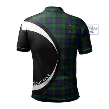 Black Watch Tartan Men's Polo Shirt with Family Crest Circle Style