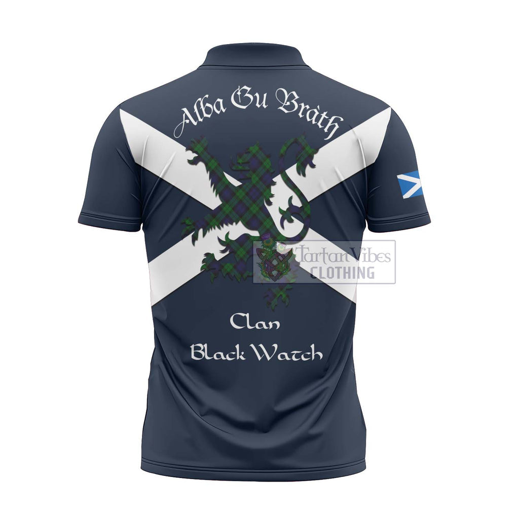 Tartan Vibes Clothing Black Watch Tartan Lion Rampant Zipper Polo Shirt – Proudly Display Your Heritage with Alba Gu Brath and Clan Name