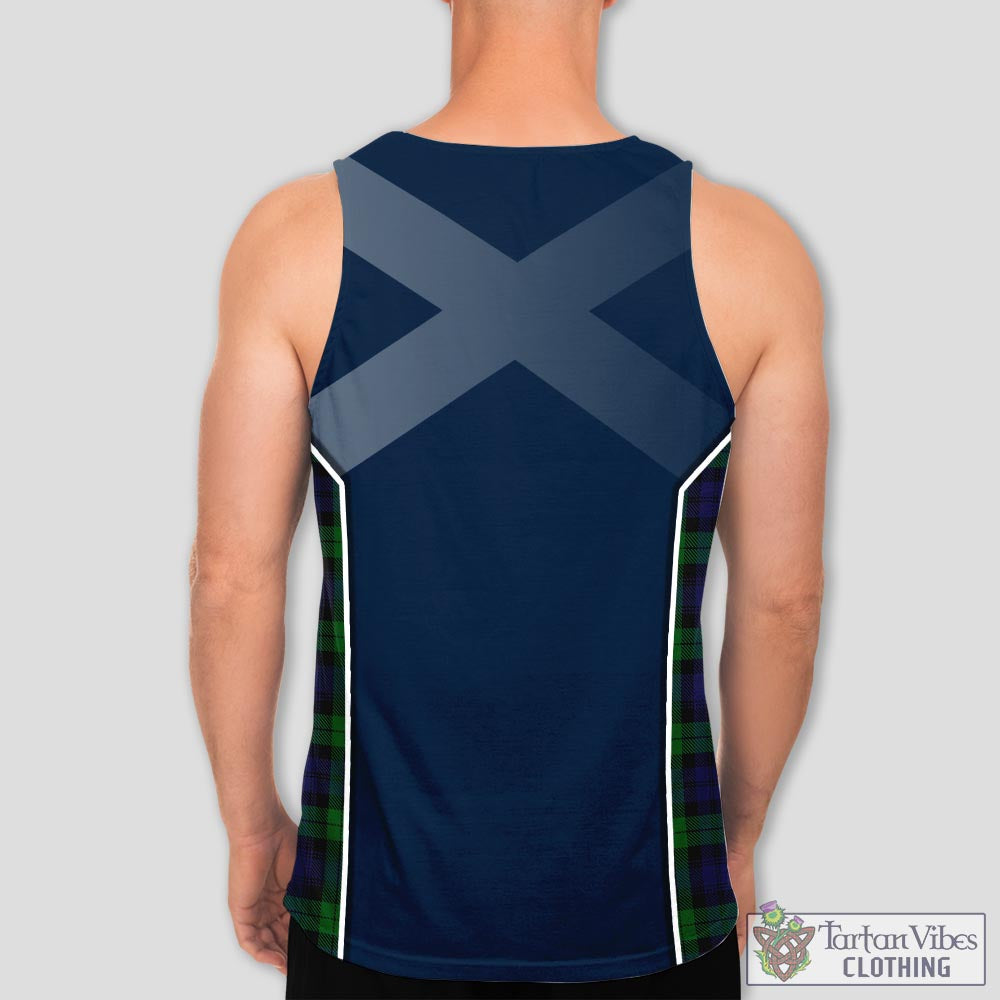 Tartan Vibes Clothing Black Watch Tartan Men's Tanks Top with Family Crest and Scottish Thistle Vibes Sport Style