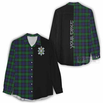 Black Watch Tartan Women's Casual Shirt with Family Crest and Half Of Me Style